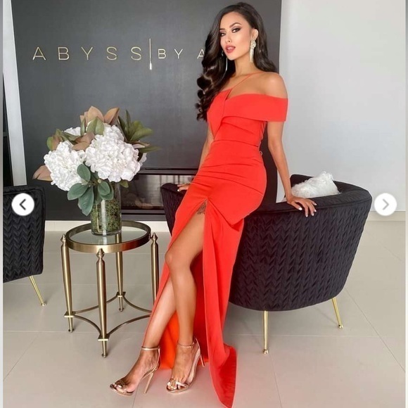 Abyss by Abby Dress Kora Gown Maxi One Shoulder in Orange - Picture 1 of 9
